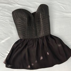 Parker leather peplum top size large new NWT